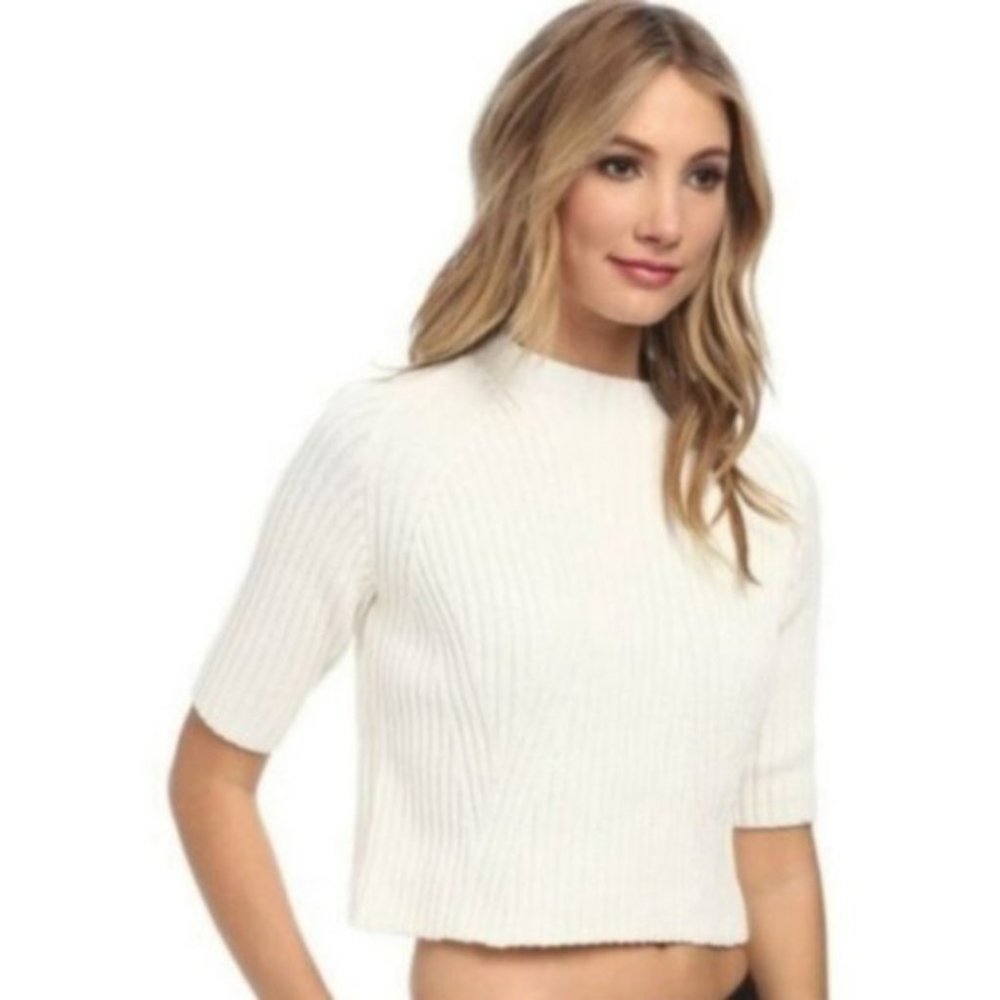 Stylestalker Fraction Crop Sweater Top in White